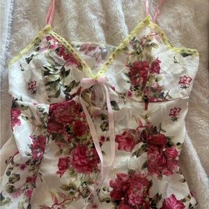 Floral Lace Trim sheer Camisole